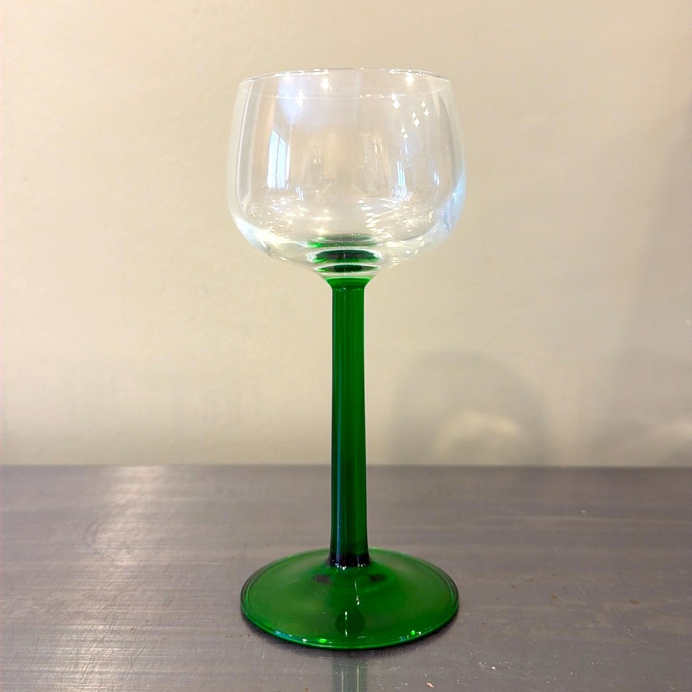 Rhine Wine - Set of 6 Emerald by Cristal D'Arques-Durand Green Stem Plain Bowl